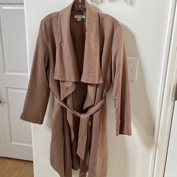 Pure Navy Waterfall Open Front Belted Trench Coat in Portobello Tan M NWOT - Picture 11 of 14